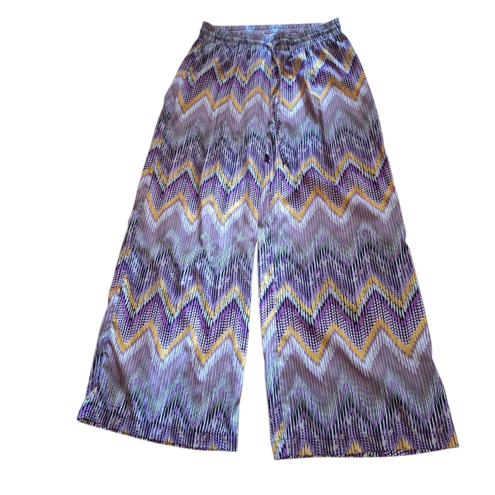 New Directions Wide Leg Pants Lightweight Almost Colorful Zig Zag Medium